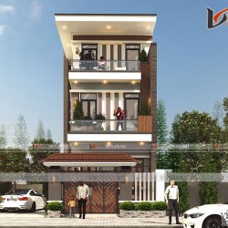 Mẫu nhà đẹp 2 tầng 120m2 mặt tiền 6m sâu 18m ở Bình Dương NO2001