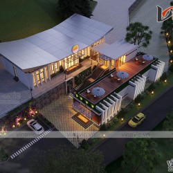 Thiết Kế Nhà Hàng Ven Hồ Dự Án SunSet Hòa Bình NH09