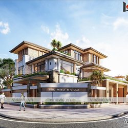 Biệt thự góc 3 tầng  2 mặt tiền hiện đại rộng 13m dài 16m có hồ bơi  BT2021