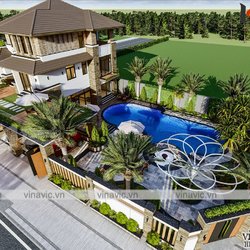 Biệt thự góc 3 tầng  2 mặt tiền hiện đại rộng 13m dài 16m có hồ bơi  BT2021