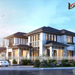 Mẫu nhà mái Nhật 2 tầng hiện đại kích thước 14x18m BT2019