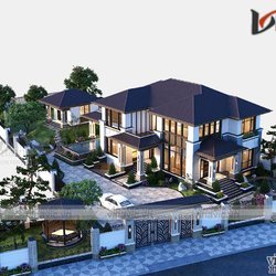 Mẫu nhà mái Nhật 2 tầng hiện đại kích thước 14x18m BT2019