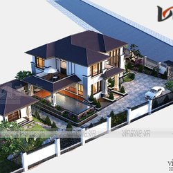 Mẫu nhà mái Nhật 2 tầng hiện đại kích thước 14x18m BT2019