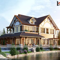 Biệt thự nhà vườn 2 tầng hiện đại làm bằng gỗ conwood ở Hà Nội BT2103