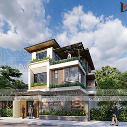 Biệt thự nhà vườn hiện đại 3 tầng ở Sơn La BT2101