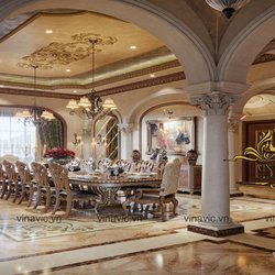 Nội thất cổ điển cho dinh thự 1 tầng nguy nga bề thế NT2007