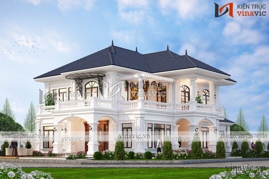 Thiết kế biệt thự tân cổ điển 2 mặt tiền ở Cần Thơ BT2110
