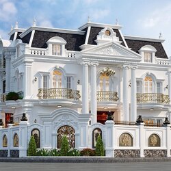 Mẫu nhà đẹp 2 tầng hai mặt tiền tân cổ điển BT2114