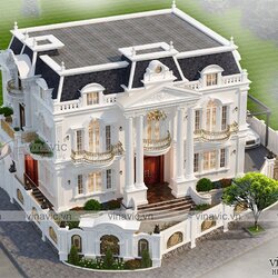 Mẫu nhà đẹp 2 tầng hai mặt tiền tân cổ điển BT2114