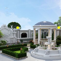 Thiết kế biệt thự vuông 2 tầng cổ điển ở Hòa Bình BT2124