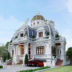 Thiết kế biệt thự vuông 2 tầng cổ điển ở Hòa Bình BT2124