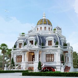 Thiết kế biệt thự vuông 2 tầng cổ điển ở Hòa Bình BT2124
