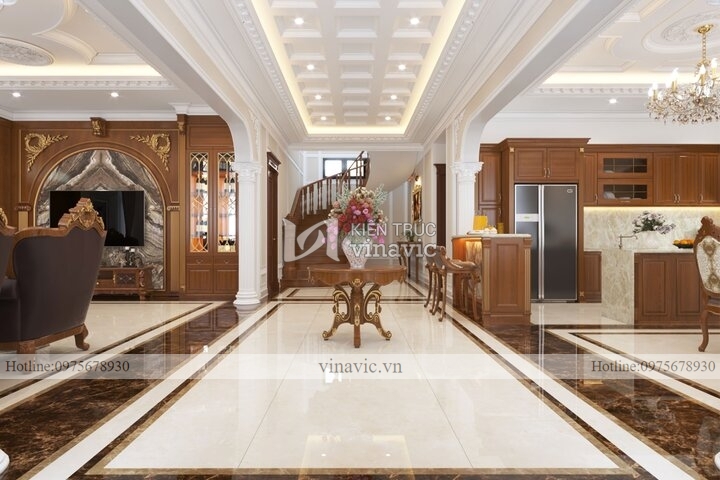 Thiết kế nội thất biệt thự 2 tầng tân cổ điển NT2108
