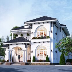 Mẫu biệt thự phong cách Địa Trung Hải 2 tầng BT