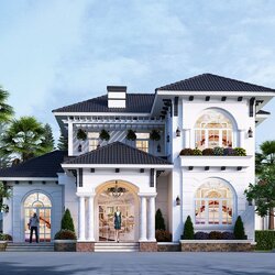 Mẫu biệt thự phong cách Địa Trung Hải 2 tầng BT