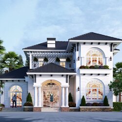 Mẫu biệt thự phong cách Địa Trung Hải 2 tầng BT