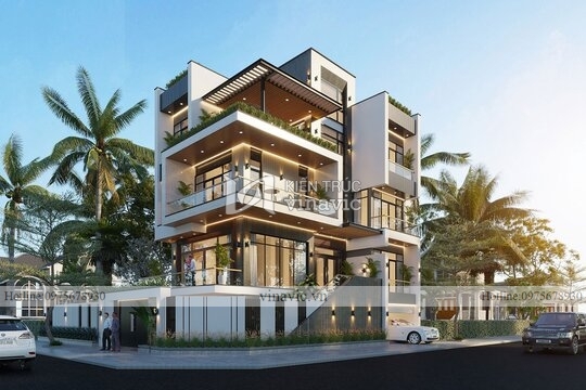 Biệt thự lô góc 2 mặt tiền 3 tầng hiện đại rộng 10m sâu 15m BT
