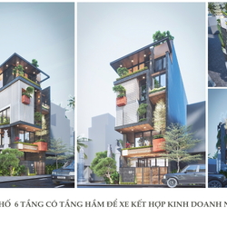 Mẫu nhà phố hiện đại 6 tầng có tầng hầm để xe kết hợp kinh doanh NP2352