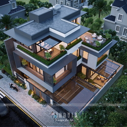 Thiết kế biệt thự phố hiện đại 3 tầng 4 phòng ngủ 132m2 (11x12m) BT2395