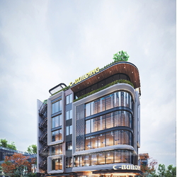 Mẫu tòa nhà văn phòng hiện đại 6 tầng 1 tum 252m2 (12x21m) BT2397