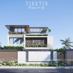 Thiết kế biệt thự 2 tầng 1 tum hiện đại 6 phòng ngủ 187m2 (17x11m) BT2399