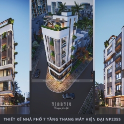 Thiết kế nhà phố 7 tầng thang máy hiện đại mặt tiền 7m x 10m NP2355