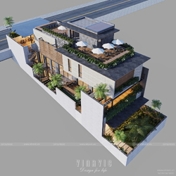 Thiết kế biệt thự 3 tầng hiện đại 11x36m kinh doanh Tropicana Coffe House BT2425