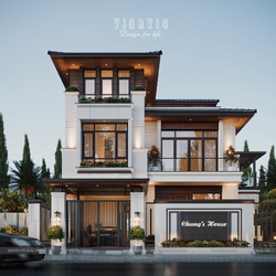 Mẫu thiết kế nhà biệt thự 3 tầng hiện đại 140m2 5 phòng ngủ BT2434