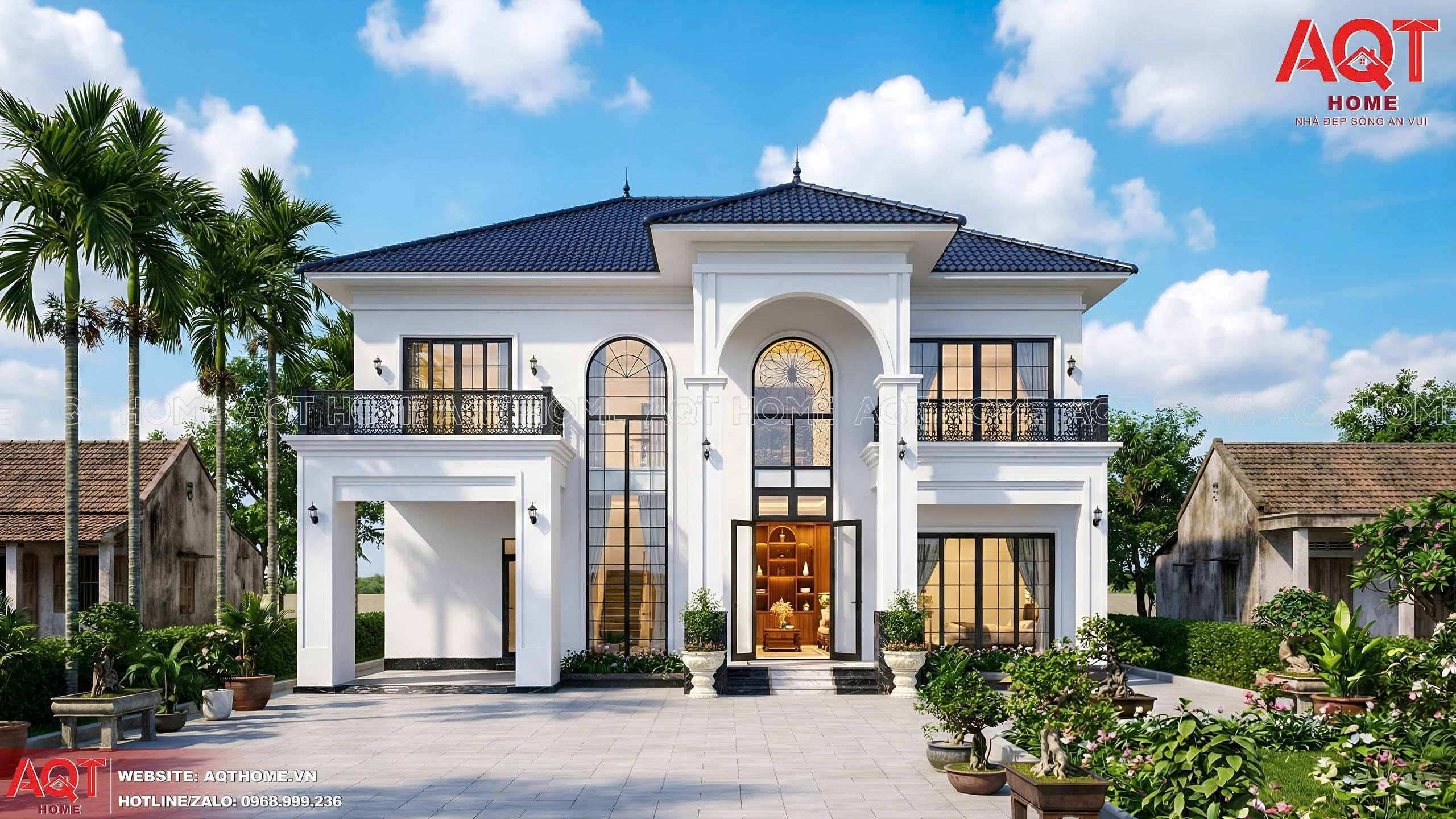 Biệt thự 2 tầng mái nhật đẹp