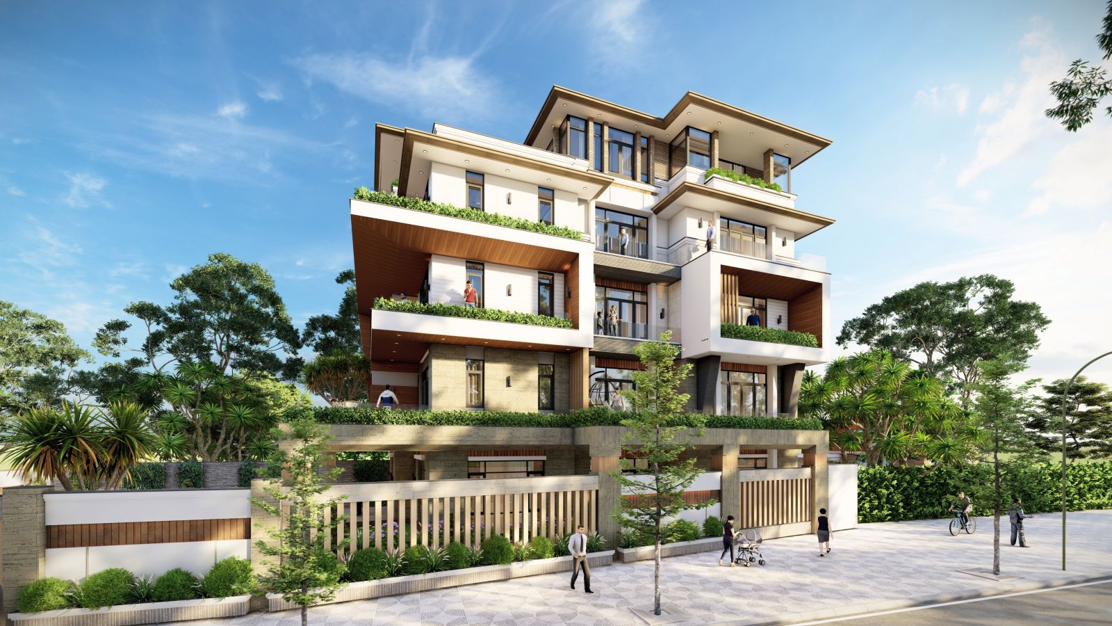 Nhà biệt thự 4 tầng 1 tum hiện đại 2 mặt tiền