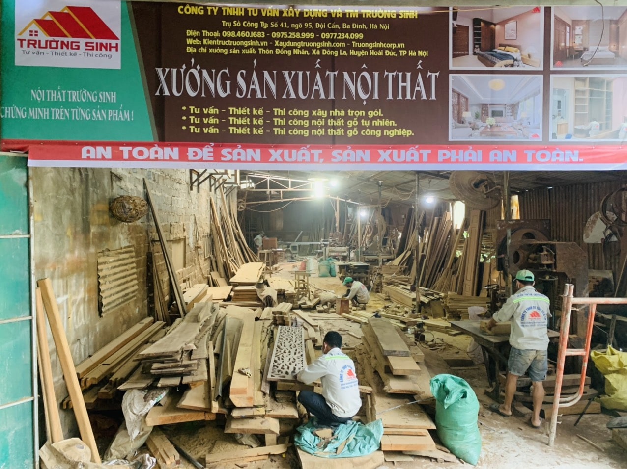 Xưởng sản xuất gỗ tự nhiên của công ty AQT Home.